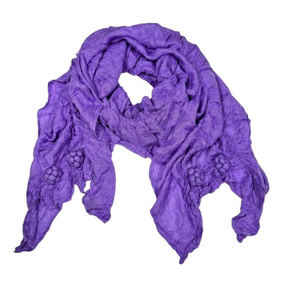 NWOT RAJ Boho Purple Scarf Crinkle Cotton Ruching Fashion Accessory Artsy - Picture 9 of 9